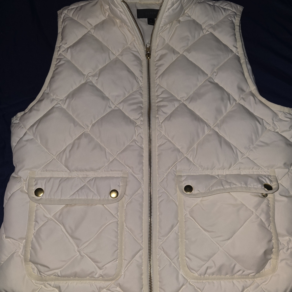 J. Crew Ivory Puffer Vest